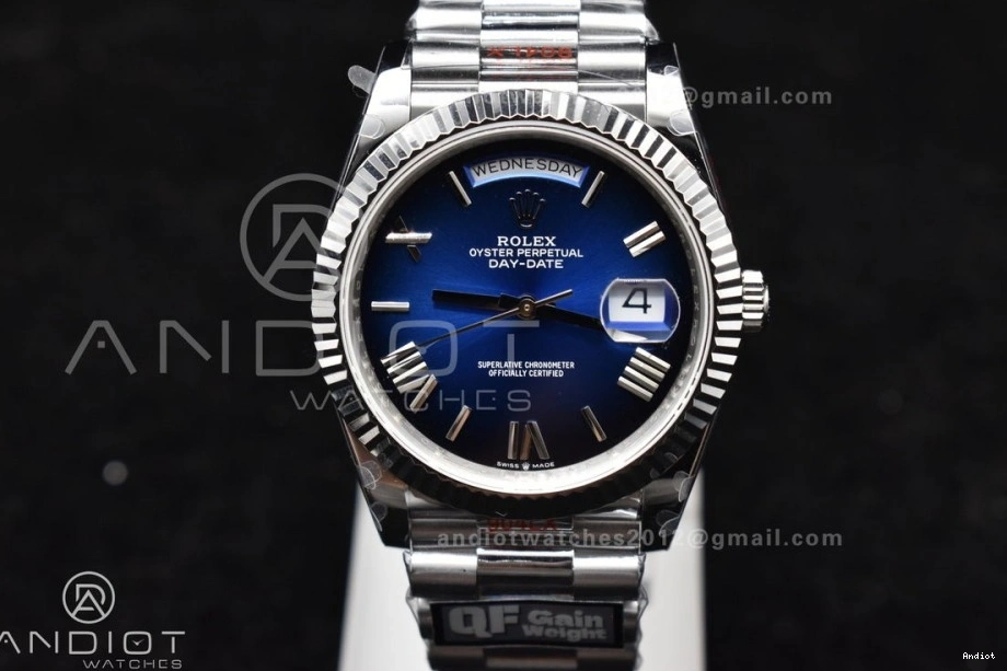Dial QF on DayDate 40 (Gain President SS V4 Blue Edition Steel Bracelet A2836 Weight) Best 904L Black 0426